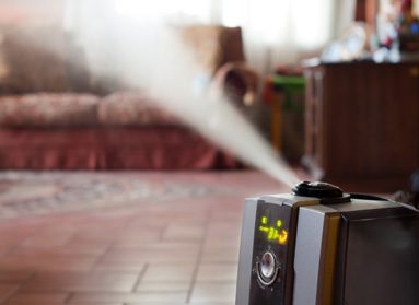 Indoor air humidifier operating in a St. Paul home.