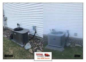 Air conditioning replacement before and after